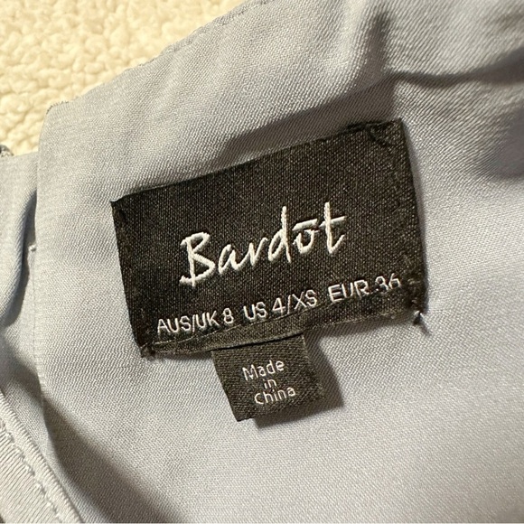 Bardot Vienna Dusty Blue Lace Midi Dress Spaghetti Strap Ruffle Crochet Lace - Picture 12 of 14